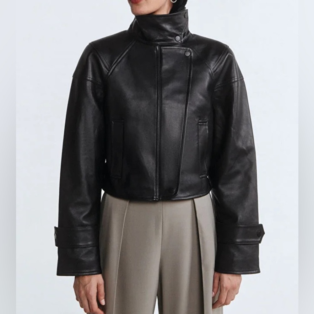 Black leather jacket & Other Stories Savoir collection size 38